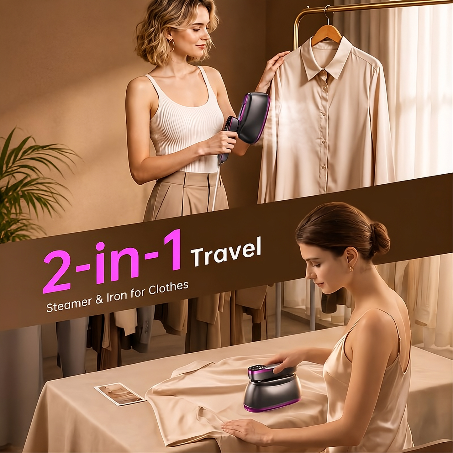 2-in-1 Portable Garment Steamer & Dry Iron – 1430W Fast Heat-Up Wrinkle Remover