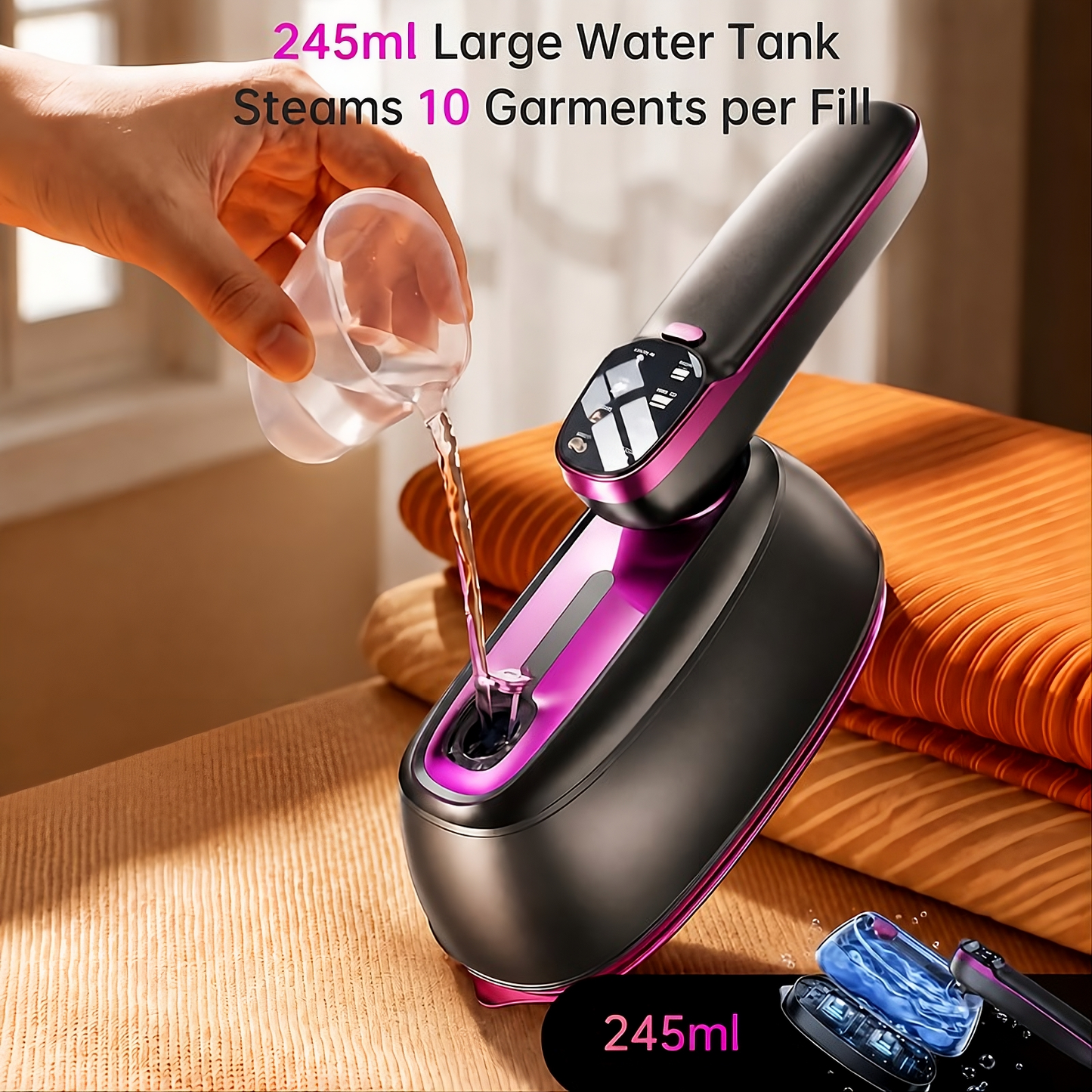 2-in-1 Portable Garment Steamer & Dry Iron – 1430W Fast Heat-Up Wrinkle Remover